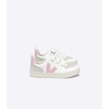 White/Pink Kids' Veja V-10 STRAPS CWL Sneakers | AU 859SGL